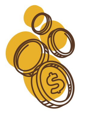 Dolarlık paralar kapanıyor. Nakit para, düşüş sentleri. Para birimimiz değişti. Finansal işlemler, tasarruflar, yatırımlar, bankacılık ve ekonomi. Beyaz arkaplan üzerinde grafik vektör illüstrasyonu.