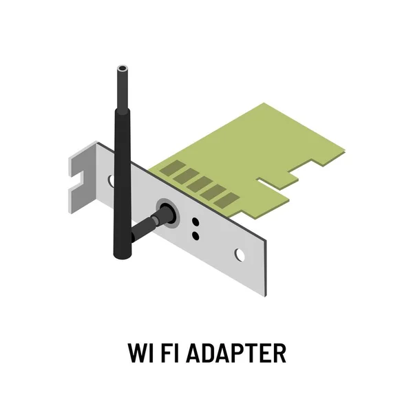 Antena Adaptor Wifi Internet Dan Skema Mikro Perangkat Elektronik Terisolasi - Stok Vektor