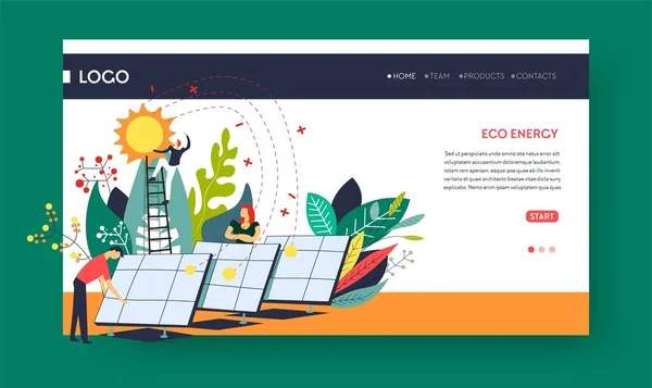 Protección Del Medio Ambiente Energía Ecológica Baterías Solares Páginas Web — Vector de stock