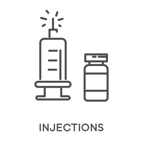 Injeções Com Ícones Frasco Para Injetáveis Vidro Seringa Medicamento Medicamento — Vetor de Stock