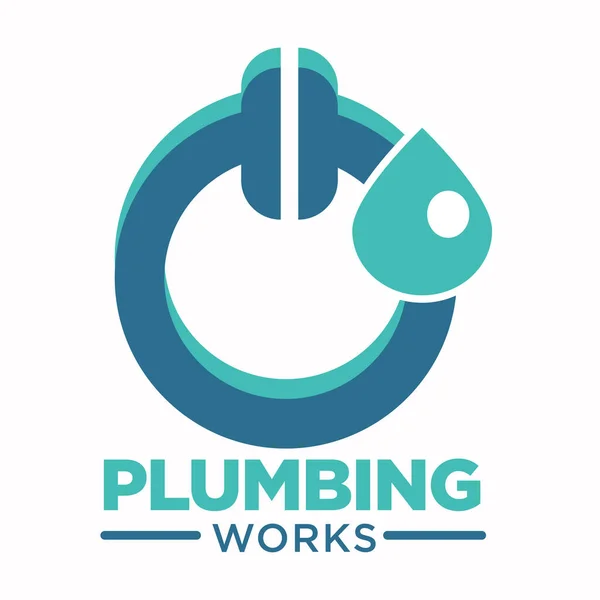 Tesisat Mavi Yeşil Logoda Çalışıyor Tuvalet Pompası Kaçağı Damlası Temizlik — Stok Vektör