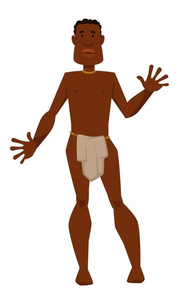 Membre Tribu Africain Pagne Ethnie Nationalité Vecteur Isolé Personnage Masculin — Image vectorielle