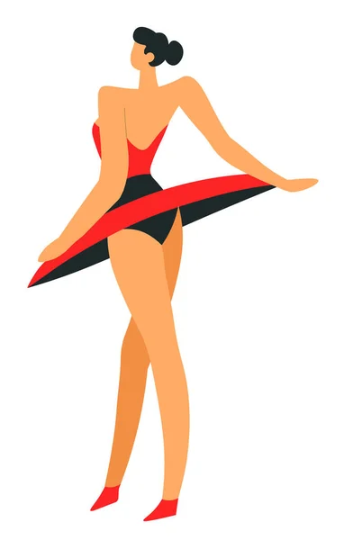 Carmen Ballet Dancer Red Tutu Skirt Performance Catwalk Model Walking — ストックベクタ