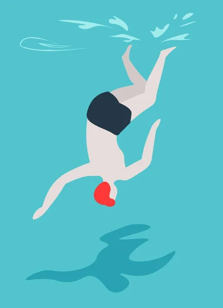 Nadador Troncos Man Diving Swimming Pool Summer Outdoor Activity Vector — Vetor de Stock