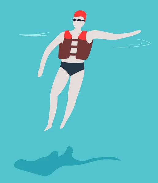Schwimmer Badehose Und Aufblasbarer Weste Schwimmbad Sommer Outdoor Aktivität Vektor — Stockvektor