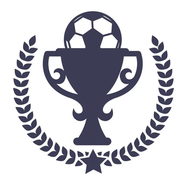 Voetbalwedstrijd Win Prijs Geïsoleerd Pictogram Voetbaltoernooi Vector Trophy Cup Ball — Stockvector