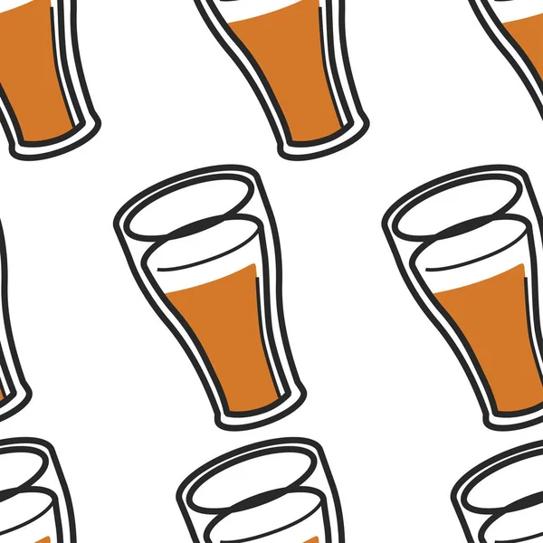 Taza Cerveza Escocesa Cerveza Sin Costura Patrón Con Espuma Vector — Archivo Imágenes Vectoriales