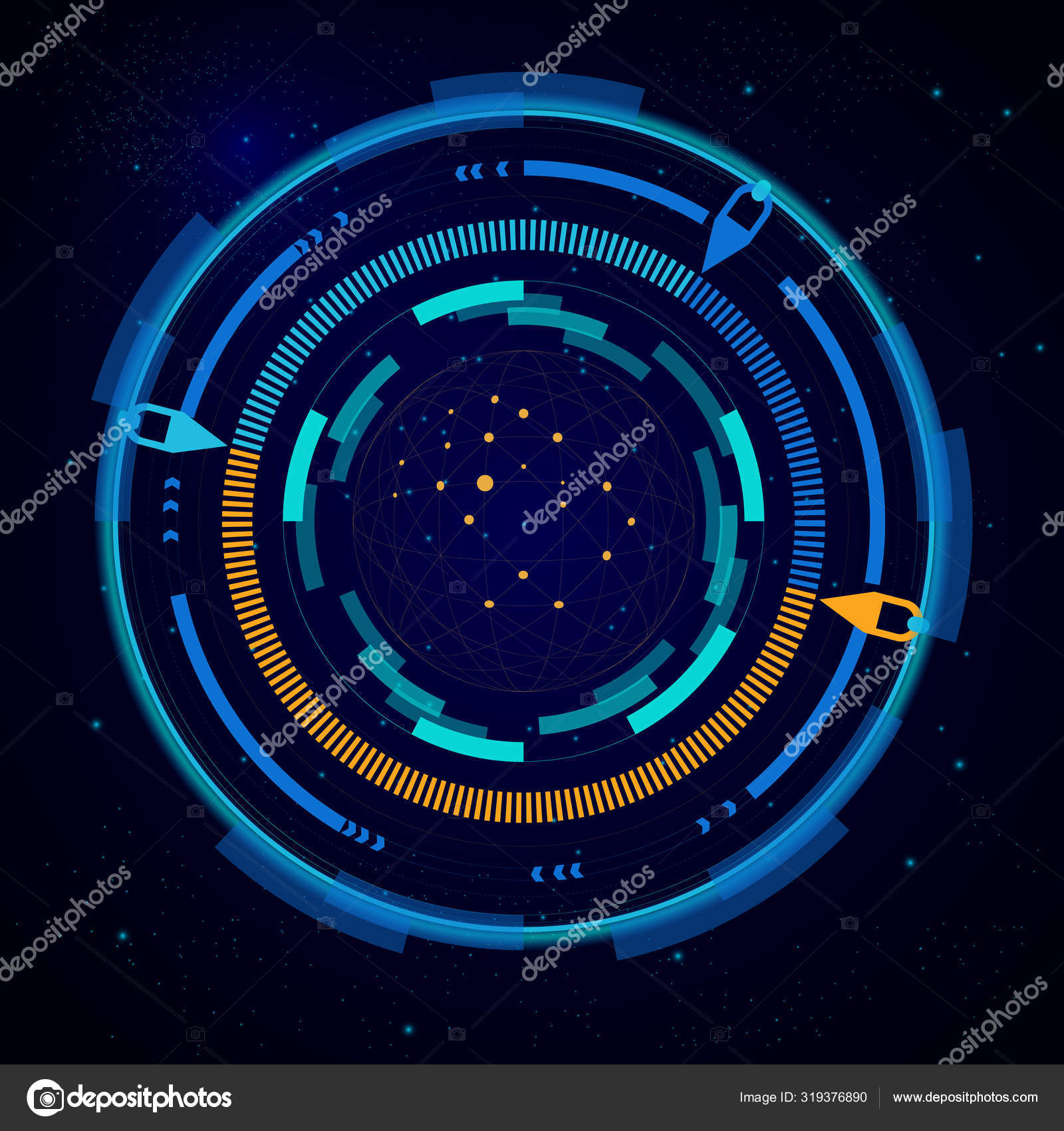 Virtual target, digital eye HUD UI, futuristic interface, space radar ...