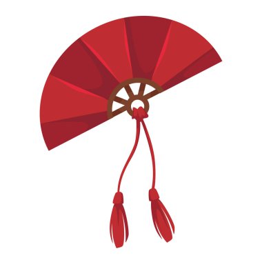 Püskülleri izole edilmiş bir Çin hayranı, geyşa aksesuarı.