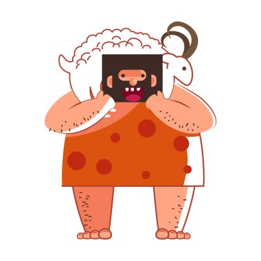 İlkel insan ya da mağara adamı, keçi ya da koyun izole edilmiş karakteri olan.