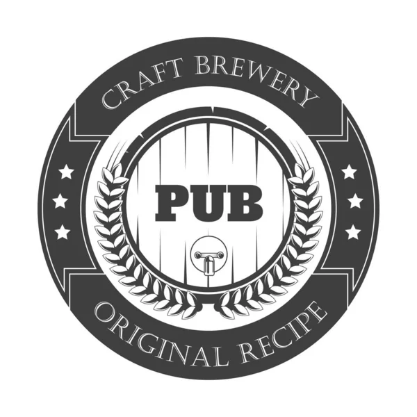 Пивний паб ізольована ікона, крафтова пивоварня, дерев'яна бочка — стоковий вектор