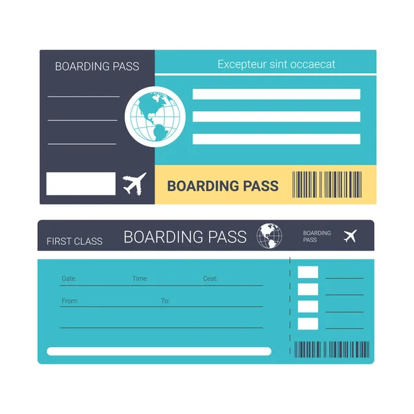Billet d'avion ou carte d'embarquement icônes isolées, voyage et tourisme — Image vectorielle