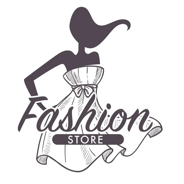 Fashion store or female clothes shop isolated sketch icon — Stock Vector