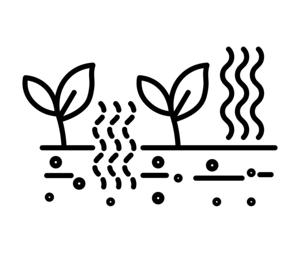 Anpflanzung und Landwirtschaft, Bodendüngung und Tests isolierte Linie Symbol — Stockvektor