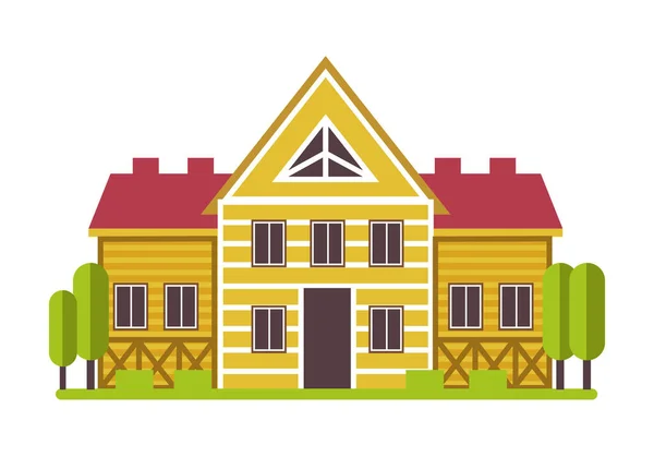 Příměstské sídlo nebo venkov soukromý dům izolované ikony — Stockový vektor