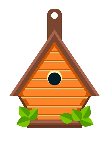 Birdhouse o caja de anidación icono aislado, construcción de madera hecha a mano — Archivo Imágenes Vectoriales