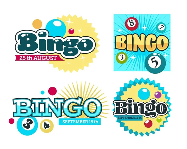 Bingo-Lotterie isolierte Symbole, Glücksspiel und Ratespiel — Stockvektor