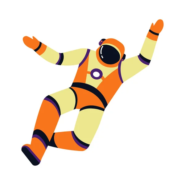 Vesmířan nebo astronaut v tlakovém obleku izolované kreslené postavičky — Stockový vektor