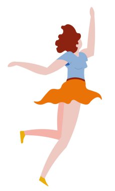 Etekli atlayan kız, mutlu ve başarılı kadın, izole edilmiş kadın.