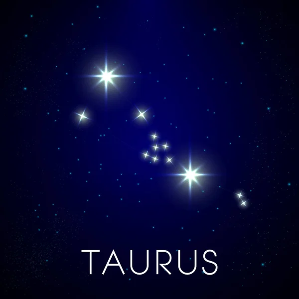 Sterrenbeeld van Stier aan de nachtelijke hemel, astrologie en horos — Stockvector