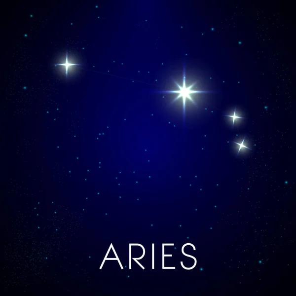 Dierenriem sterren sterrenbeeld, aries teken in de nachtelijke hemel — Stockvector