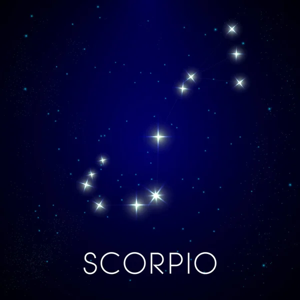 Zodiak sterrenbeeld Schorpioen, astrologisch teken aan de nachtelijke hemel — Stockvector
