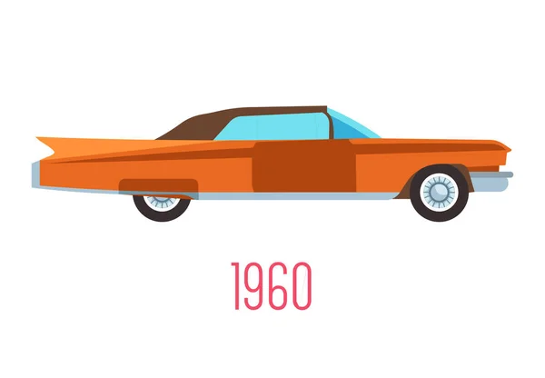Carro retro da década de 1960, veículo vintage ícone isolado — Vetor de Stock