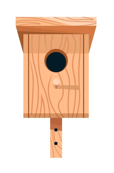 Nestbox of vogelhuisje geïsoleerd icoon, houten handwerk — Stockvector