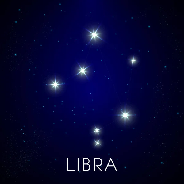 Constellation of Libra zodiac sign, stars on night sky — Stock Vector