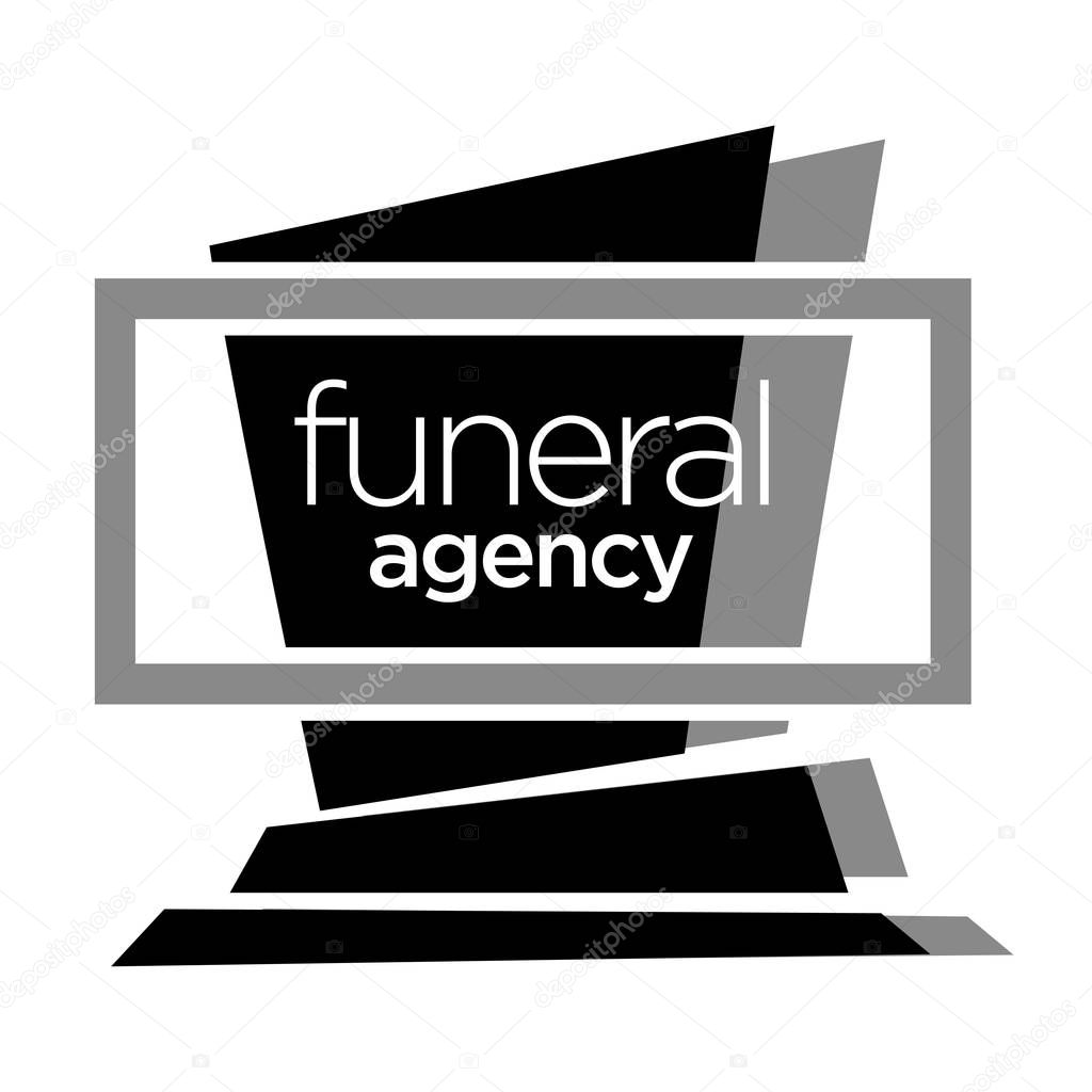 Funeral agency isolated icon, tombstone from graveyard vector. Interment ritual and burial arrangement emblem or logo, cemetery gravestone. Rest in peace, dead person farewell ceremony or mourning