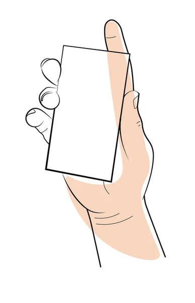 Handfläche Position Hand Hält Objekt Attrappe Oder Papier Stück Für — Stockvektor