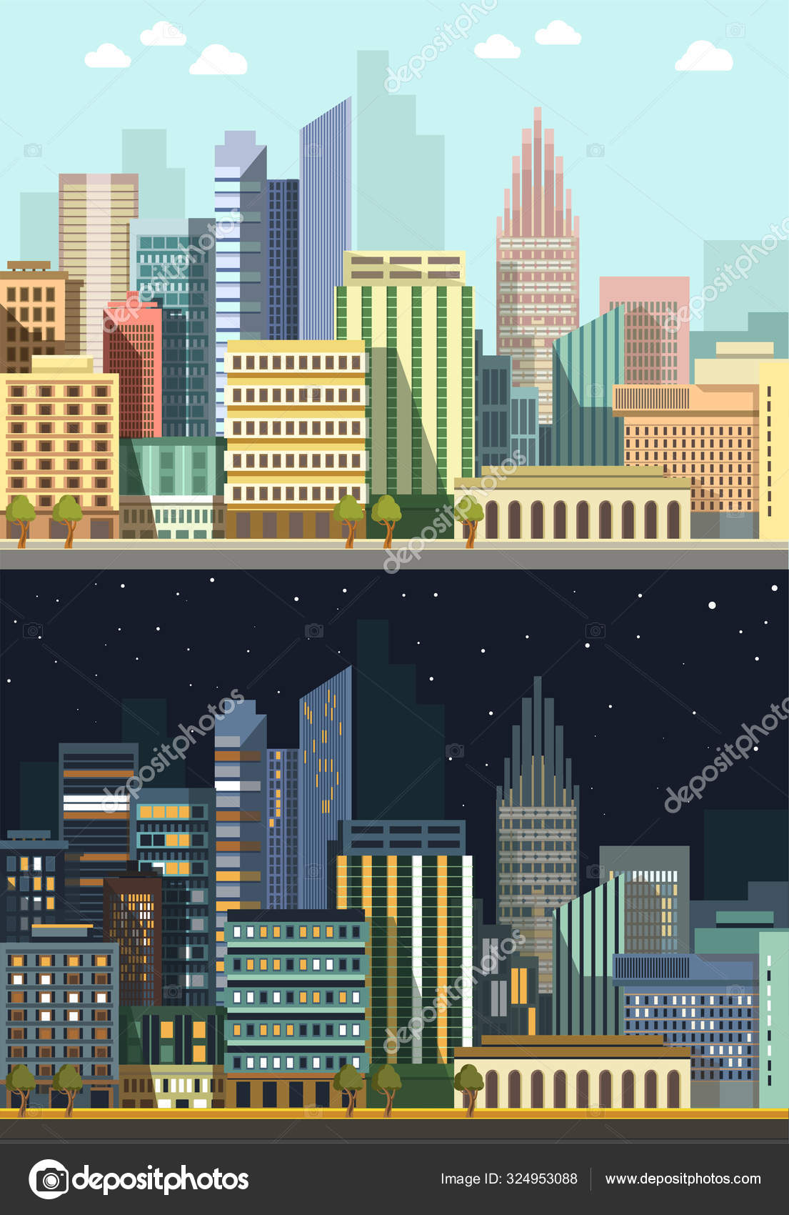 Cidade Noturna De Arte Pixel Com Nuvens Do Céu Paisagem Estrelas