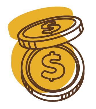 Dolarlık paralar kapanıyor. Para nakit, sent. Para birimimiz değişti. Finansal tasarruflar, yatırım, bankacılık işlemleri ve ekonomi konsepti. Beyaz arkaplan üzerinde grafik vektör illüstrasyonu.