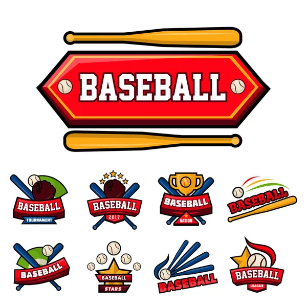 Artículos Deportivos Iconos Aislados Béisbol Vector Equipo Deportivo Bate Pelota — Vector de stock