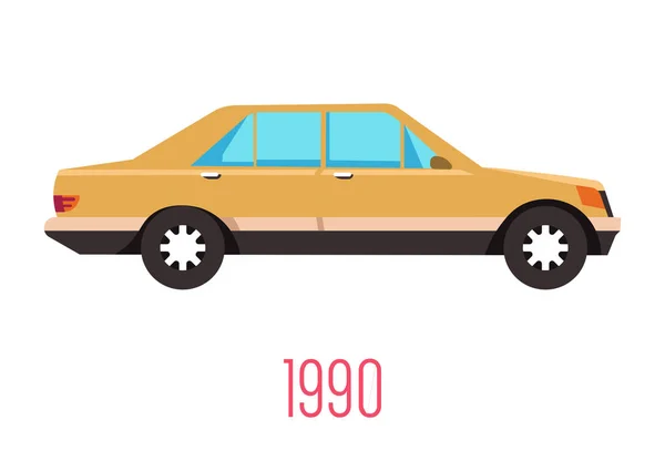 Retro Auto Der 90Er Jahre Oldtimer Fahrzeug 1990Er Transport Isolierten — Stockvektor