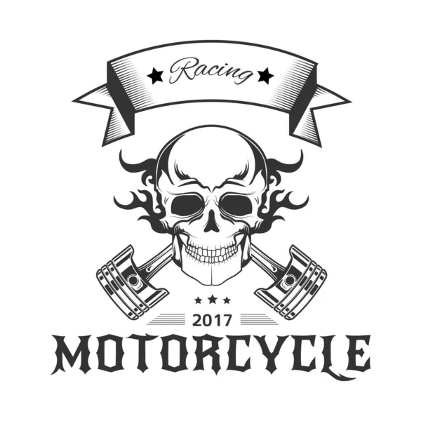 Motorcycle Racing Logo Bikers Club Maintenance Repair Service Bike Pistons — Stock Vector