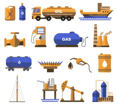 Petrol taşımacılığına sahip doğal gaz ve petrol sanayii simgeleri