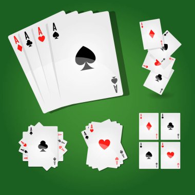 Dört as ve standart takım elbiseyle kağıt oynamak. 