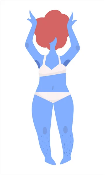 Mujer pelirroja curvas en bikini para diferentes tamaños de cuerpo concepto — Vector de stock