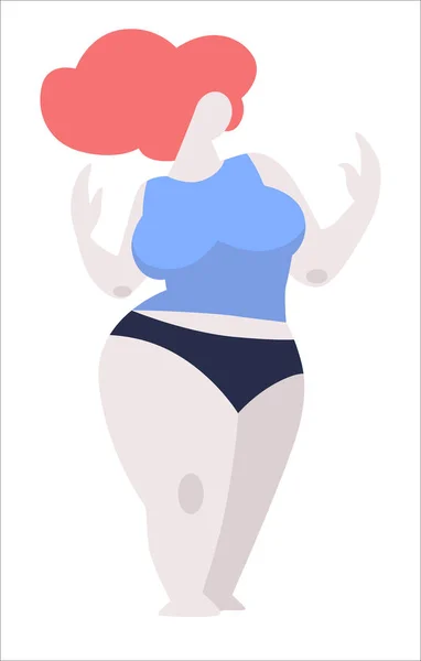 Body positive plus size redhead model in top and underwear — Stock Vector