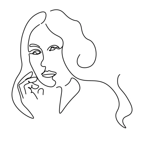 Dibujo de líneas continuas retrato de una mujer y dibujo abstracto — Archivo Imágenes Vectoriales