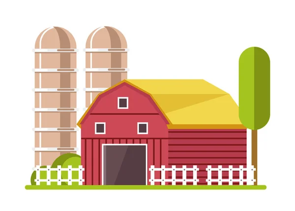 Barn and water towers farming agricultural buildings — Stock Vector