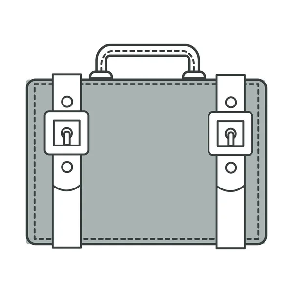 Travel old-fashioned suitcase with belts detailing and handle — Stock Vector