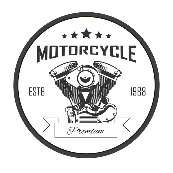 Motorcycle premium repair services round logo with pistons and s — Stock Vector