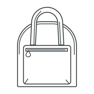Hand bag with handle and zipper pocket linear icon 