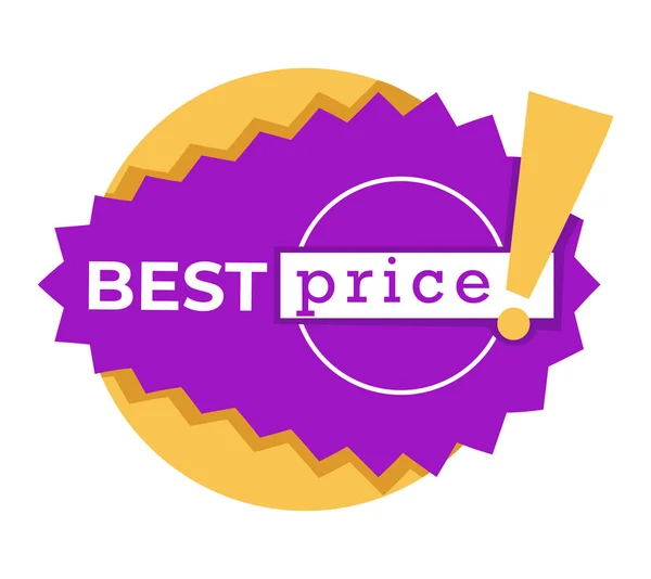 Best price sticker or discount tag in purple and orange — Stock Vector