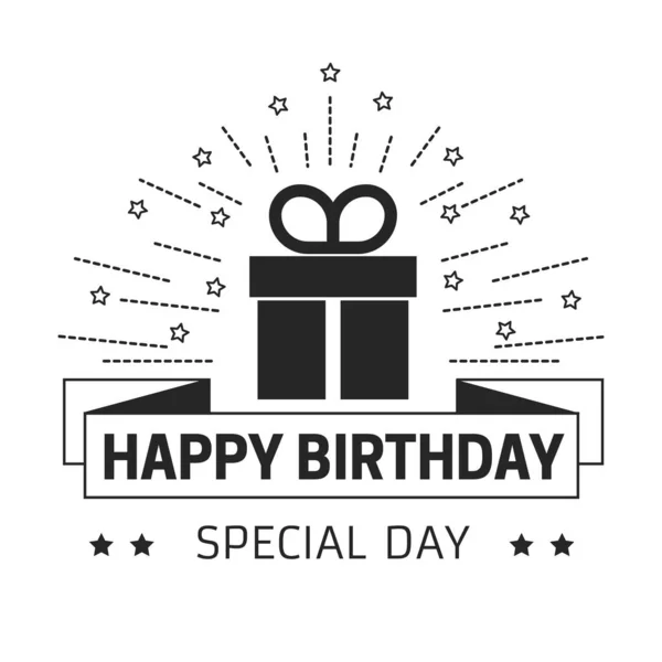 Happy birthday and special day greeting card with gift box — Stok Vektör