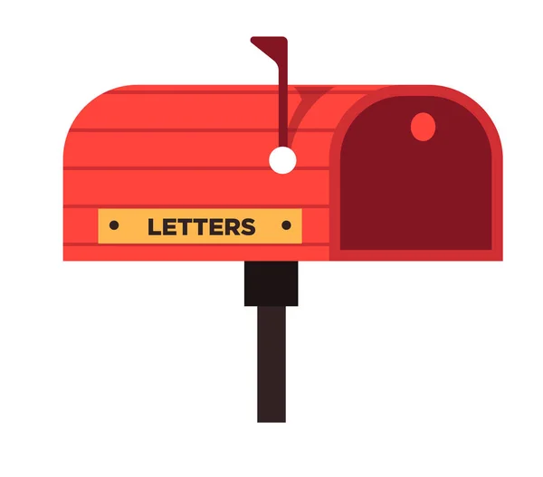 Červená poštovní schránka se zlatým štítkem na písmena — Stockový vektor