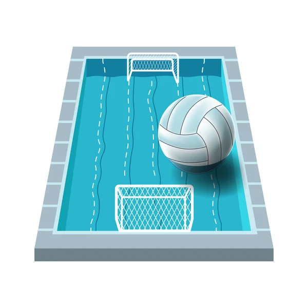 Swimming Pool Gym Water Polo Game Isolated Isometric Icon Tournament — Stock Vector
