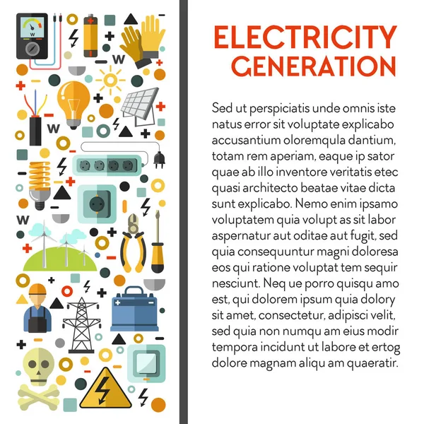 Strumenti Elettricisti Poster Generazione Energia Elettrica Attrezzature Batterie Solari Vettore — Vettoriale Stock